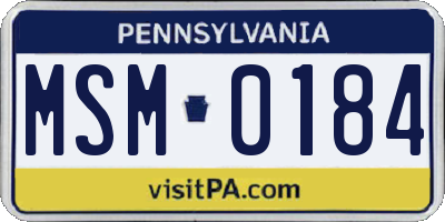 PA license plate MSM0184