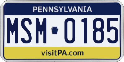 PA license plate MSM0185