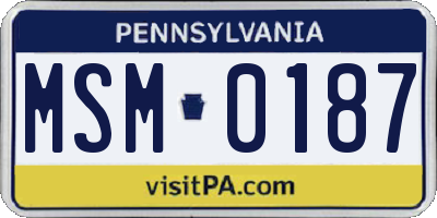 PA license plate MSM0187