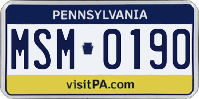 PA license plate MSM0190