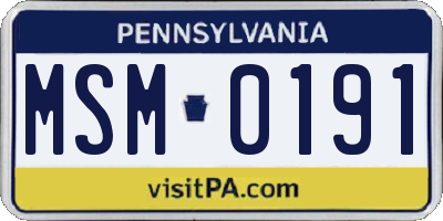 PA license plate MSM0191