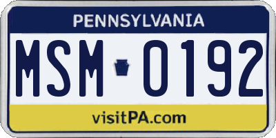 PA license plate MSM0192