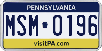 PA license plate MSM0196