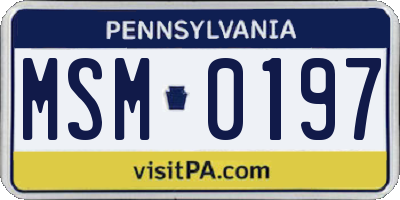 PA license plate MSM0197