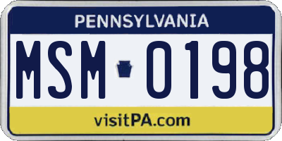 PA license plate MSM0198