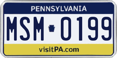 PA license plate MSM0199