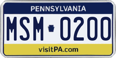 PA license plate MSM0200
