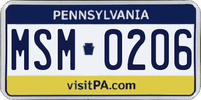 PA license plate MSM0206