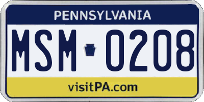 PA license plate MSM0208