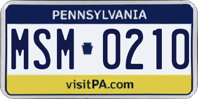 PA license plate MSM0210