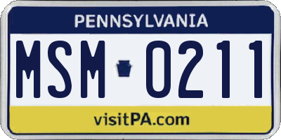 PA license plate MSM0211