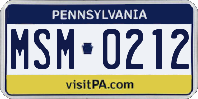 PA license plate MSM0212