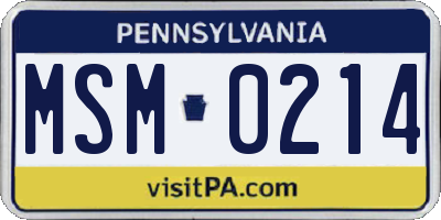 PA license plate MSM0214
