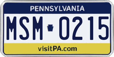 PA license plate MSM0215