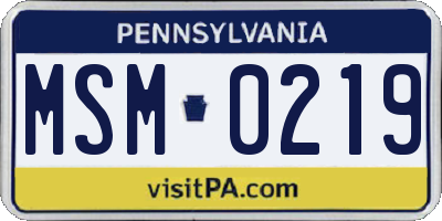 PA license plate MSM0219