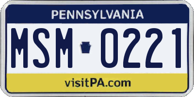 PA license plate MSM0221