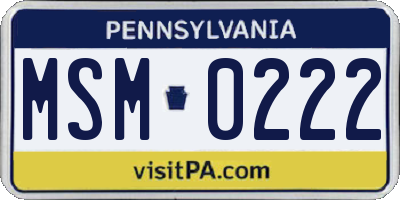 PA license plate MSM0222