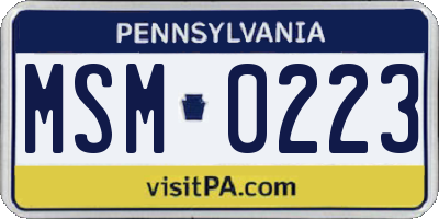 PA license plate MSM0223