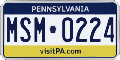 PA license plate MSM0224