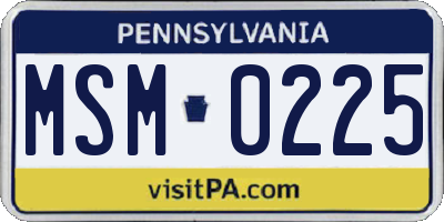 PA license plate MSM0225