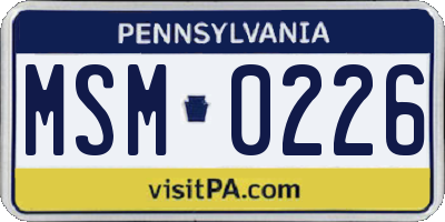 PA license plate MSM0226