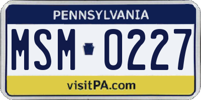 PA license plate MSM0227