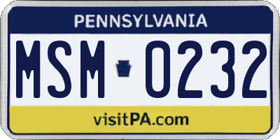 PA license plate MSM0232