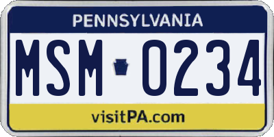 PA license plate MSM0234