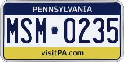 PA license plate MSM0235