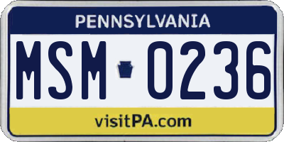 PA license plate MSM0236