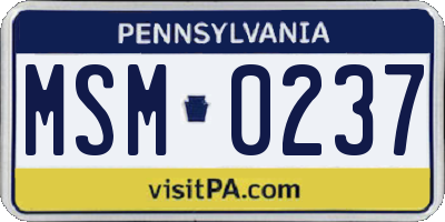 PA license plate MSM0237