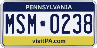 PA license plate MSM0238
