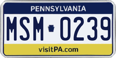 PA license plate MSM0239