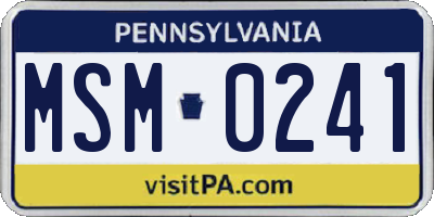 PA license plate MSM0241