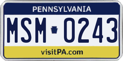 PA license plate MSM0243