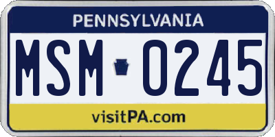 PA license plate MSM0245