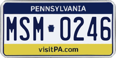 PA license plate MSM0246