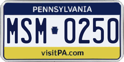 PA license plate MSM0250