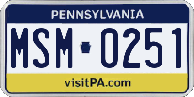PA license plate MSM0251