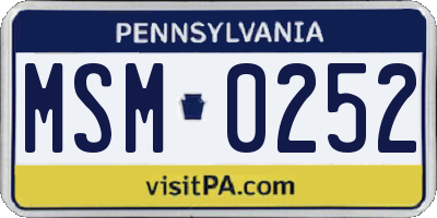 PA license plate MSM0252