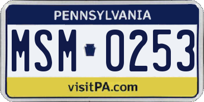PA license plate MSM0253