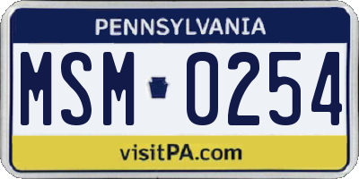 PA license plate MSM0254