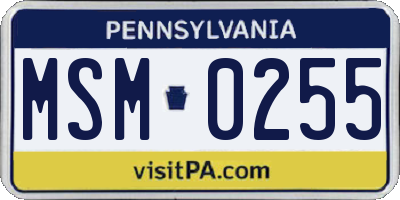 PA license plate MSM0255