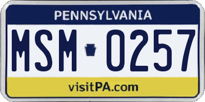 PA license plate MSM0257