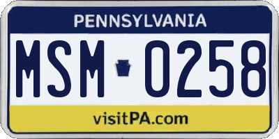 PA license plate MSM0258