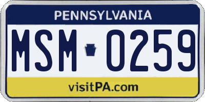 PA license plate MSM0259