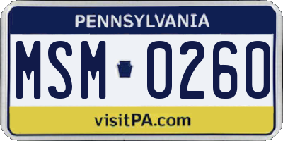 PA license plate MSM0260
