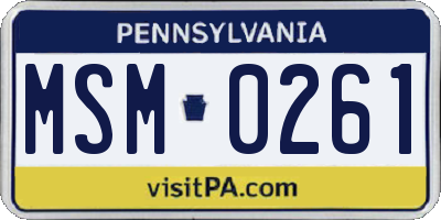 PA license plate MSM0261