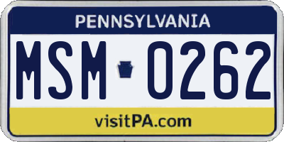 PA license plate MSM0262