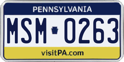 PA license plate MSM0263